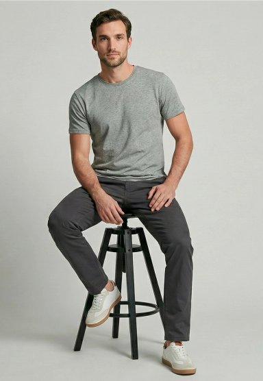 PANTALON TWILL WITHOUT PLEATS L/33 DK GREY - 5