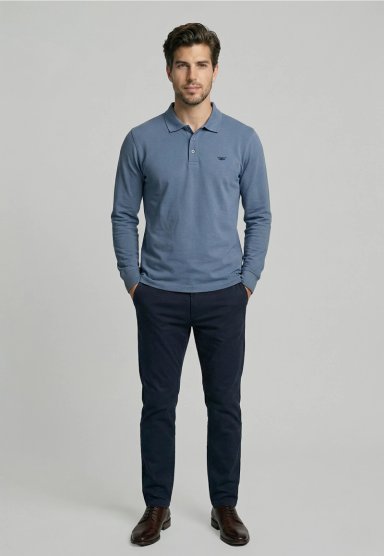 POLERAS BASICA ML PIQUE SKY - 2