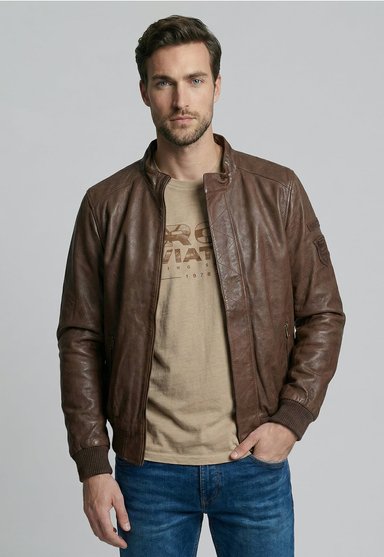 CHAQUETA DE CUERO BALTIMORE DK CAMEL - 1
