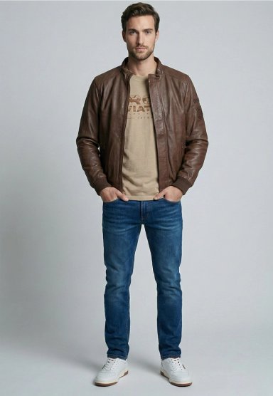 CHAQUETA DE CUERO BALTIMORE DK CAMEL - 2