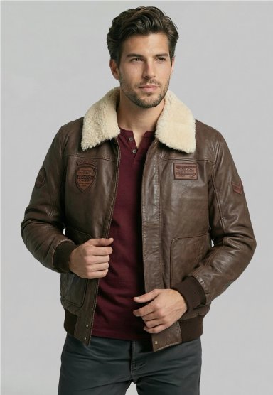 CHAQUETA DE CUERO PILOT DK BROWN - 1