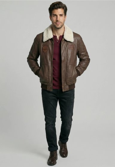 CHAQUETA DE CUERO PILOT DK BROWN - 2