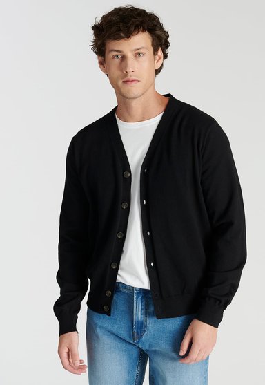 CÁRDIGAN HOMBRE NEW MAN NEGRO BOIRO HERITAGE BLACK - 1