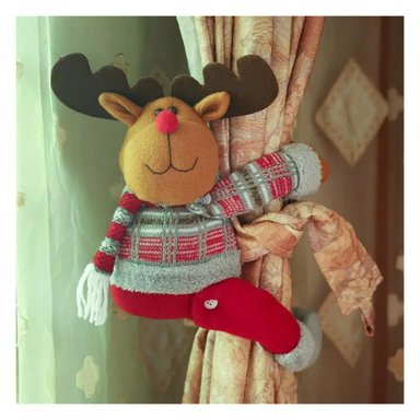 MUÑECO ADORNO DE NAVIDAD TAPADOR DE CORTINA RENO - 2