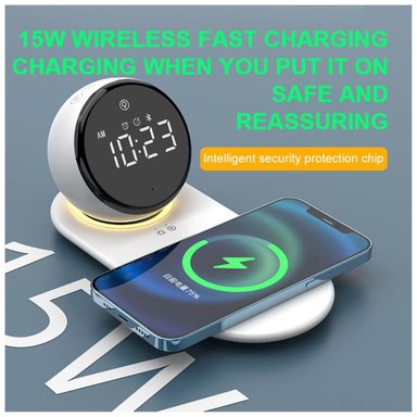 RELOJ DIGITAL CON CARGADOR INALAMBRICO Y PARLANTE BLUETOOTH - 2
