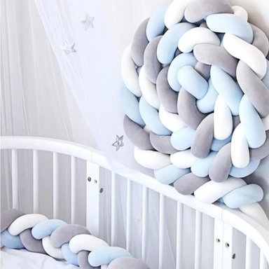 PROTECTOR DE ALGODON PARA CUNA BEBES 3 METROS CELESTE TAMAÑO 3M - 1
