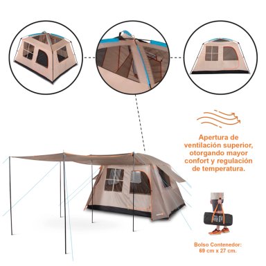 CARPA QUINTAY 6 PERSONAS BOSSCAMP 3000 MM CUBRE TECHO LARGO TOLDO EXTENDIDO - 7