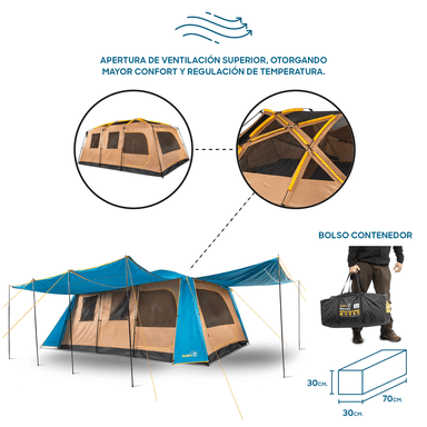 CARPA CAMPING DOLOMITES 12, 12 PERSONAS TECHO LARGO 3000 MM DISCOVERY - 6