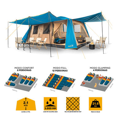 CARPA CAMPING DOLOMITES 12, 12 PERSONAS TECHO LARGO 3000 MM DISCOVERY - 7