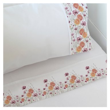 SET SÁBANAS MARGARITA SCHEEL PARA CASA ALVARINHO RANÚNCULOS ALGODÓN BLANCO MOISÉS - 1