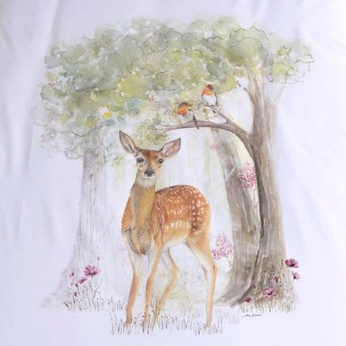CUBREPLUMÓN MARGARITA SCHEEL PARA CASA ALVARINHO ALGODÓN BLANCO 2 PLAZAS BAMBI EN EL BOSQUE - 2