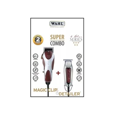 MÁQUINA AFEITAR WAHL COMBO MAGIC CLIP CON CABLE + DETAILER PATILLERA TRIMMER 2 VELOCIDADES - 6