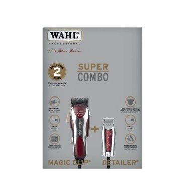 MÁQUINA AFEITAR WAHL COMBO MAGIC CLIP CON CABLE + DETAILER PATILLERA TRIMMER 2 VELOCIDADES - 8