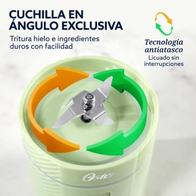 LICUADORA PORTATIL RECARGABLE OSTER GOMAX 590 ML VERDE - 4