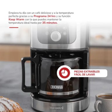 CAFETERA 10 TAZAS MOLINILLO THOMAS TH-145DMI MANTIENE CALOR - 6