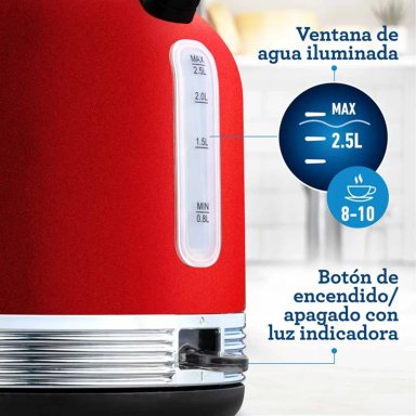 HERVIDOR OSTER ROJO 2,5L TIPO TETERA CON TERMOMETRO ACERO - 10