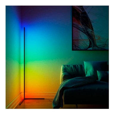 LAMPARA DE PIE LED COLORES RGB C/CONTROL NEGRO - 4