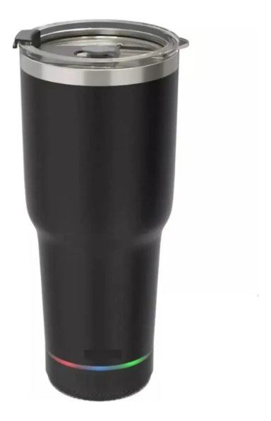 VASO TERMICO 780ML CON PARLANTE BLUETOOTH CALIENTE Y FRIO NEGRO - 1