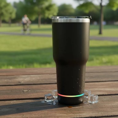 VASO TERMICO 780ML CON PARLANTE BLUETOOTH CALIENTE Y FRIO NEGRO - 3