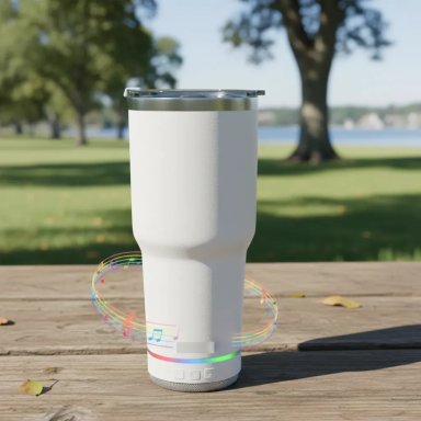 VASO TERMICO 780ML CON PARLANTE BLUETOOTH CALIENTE Y FRIO BLANCO - 2