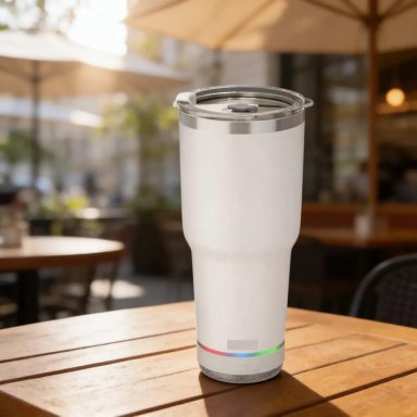 VASO TERMICO 780ML CON PARLANTE BLUETOOTH CALIENTE Y FRIO BLANCO - 3