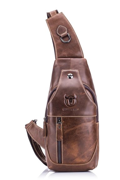 BOLSO DE CUERO VINTAGE CROSS BODY BANANO MORRAL BULLCAPTAIN XB019 CAFÉ - 1