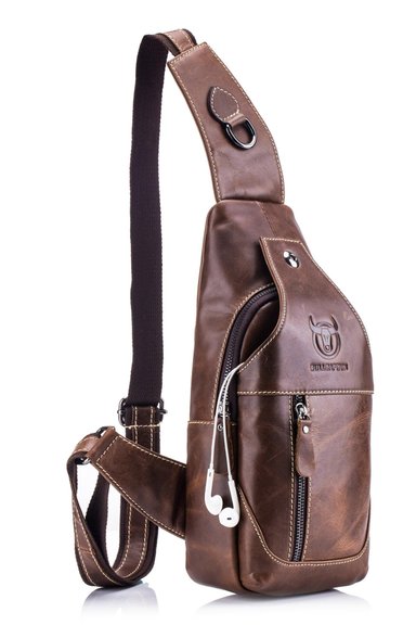 BOLSO DE CUERO VINTAGE CROSS BODY BANANO MORRAL BULLCAPTAIN XB019 CAFÉ - 2