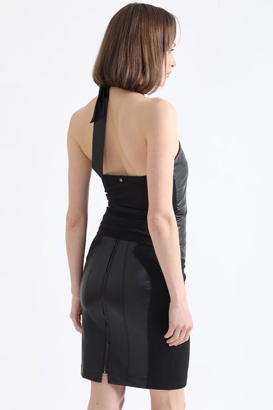 FALDA MUJER LIOLA NEGRO TUBO EFECTO CUERO - 4