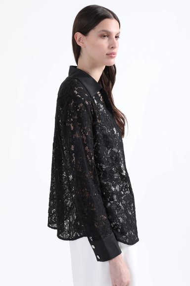 BLUSA ENCAJE BOTON FANTASIA, NEGRO LIOLA - 4
