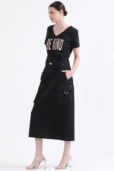 FALDA CARGO GABARDINA NEGRO LIOLA - 1