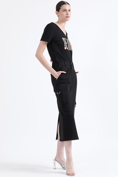FALDA CARGO GABARDINA NEGRO LIOLA - 2