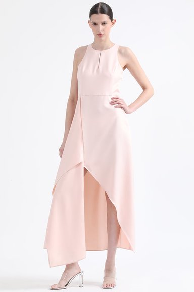 VESTIDO MAXI MUJER LIOLA ROSA RUCHA ASIMETRICA - 1