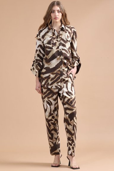 CHAQUETA SOBRECAMISA CON LINO, ANIMAL PRINT, CAFE  LIOLA - 2