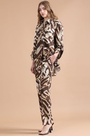 CHAQUETA SOBRECAMISA CON LINO, ANIMAL PRINT, CAFE  LIOLA - 7