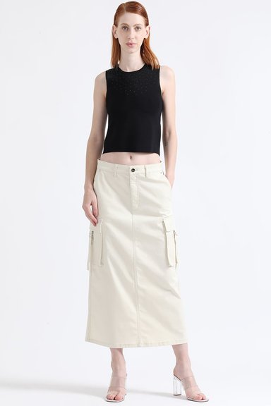 FALDA CARGO ALGODÓN MUJER LIOLA CRUDO GABARDINA - 4