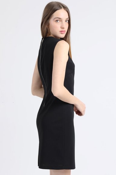 VESTIDO ASIMETRICO MUJER LIOLA NEGRO APLICACIÓN ARGOLLA - 5