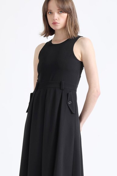 VESTIDO MAXI MUJER LIOLA NEGRO FALDON PLIEGUES - 4