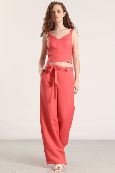 TOP CROP LINO LIOLA MUJER CORAL - 2