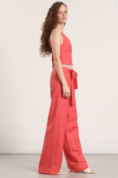 TOP CROP LINO LIOLA MUJER CORAL - 4