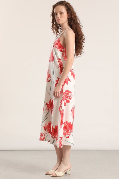 VESTIDO MIDI LINO ESTAMPADO LIOLA MUJERROJO - 7