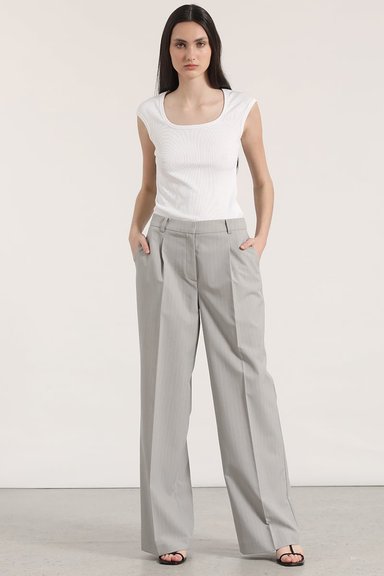 PANTALON ANCHO CON PINZA LIOLA MUJER GRIS - 1