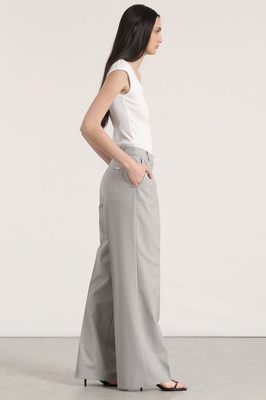 PANTALON ANCHO CON PINZA LIOLA MUJER GRIS - 5