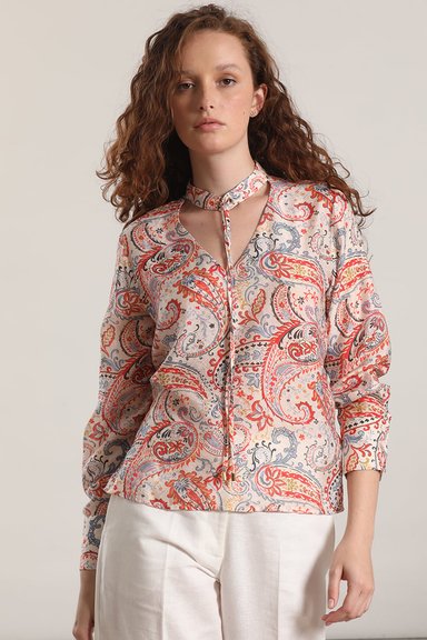 BLUSA VOILE ESTAMPADO LIOLA MUJER ROJO - 1