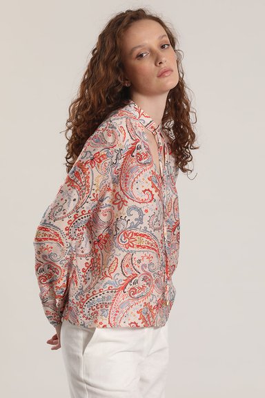 BLUSA VOILE ESTAMPADO LIOLA MUJER ROJO - 4