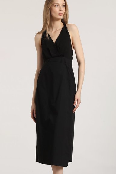 VESTIDO HALTER MIDI LIOLA NEGRO - 1