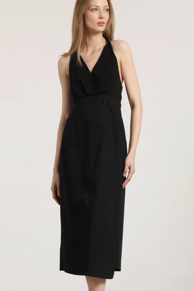 VESTIDO HALTER MIDI LIOLA NEGRO - 1