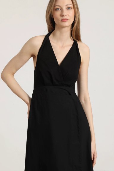 VESTIDO HALTER MIDI LIOLA NEGRO - 3