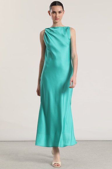 VESTIDO MAXI SATIN LIOLA MUJER VERDE - 1