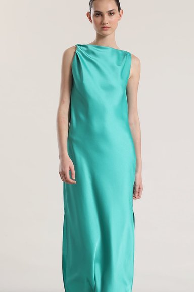 VESTIDO MAXI SATIN LIOLA MUJER VERDE - 3