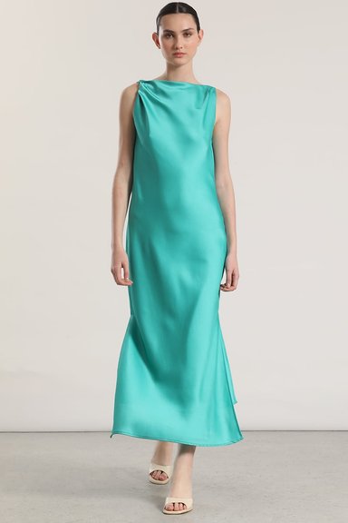 VESTIDO MAXI SATIN LIOLA MUJER VERDE - 5